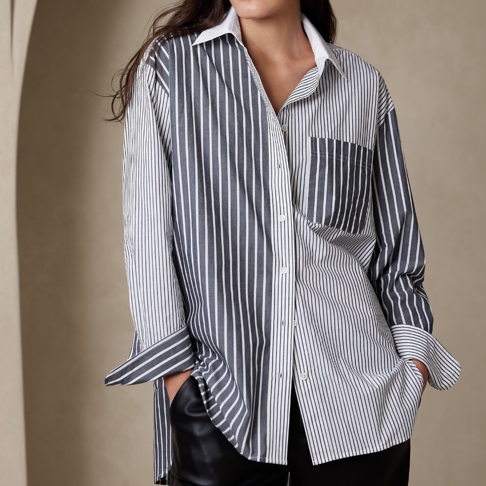 Banana Republic Oversized Shirt Navy & White